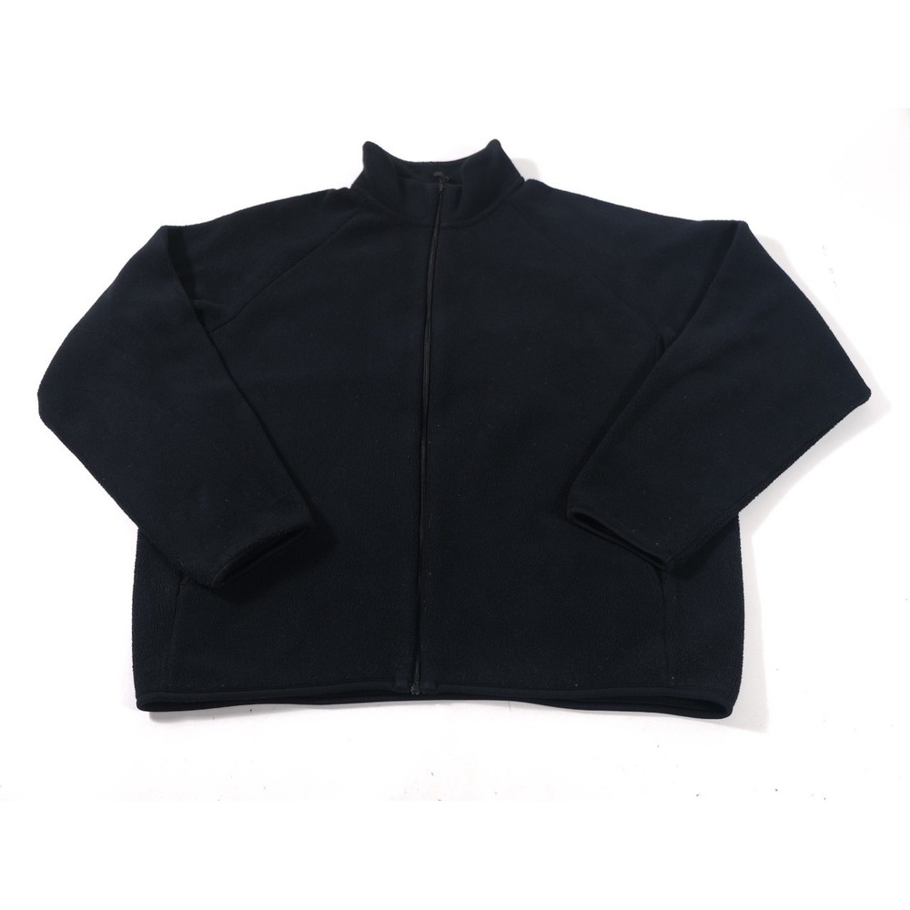 Uniqlo Fleece Jacket Mens L Black 341-469955 Full Zip Recycled Mock Neck Soft